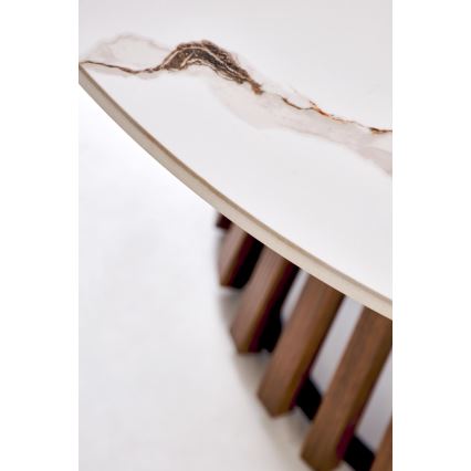 Salontafel CARINA Ø 80 cm bruin/wit/marmerdecor