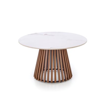 Salontafel CARINA Ø 80 cm bruin/wit/marmerdecor
