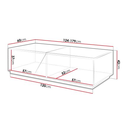 Salontafel CEELIAS 124x42 cm antraciet/Wotan eik