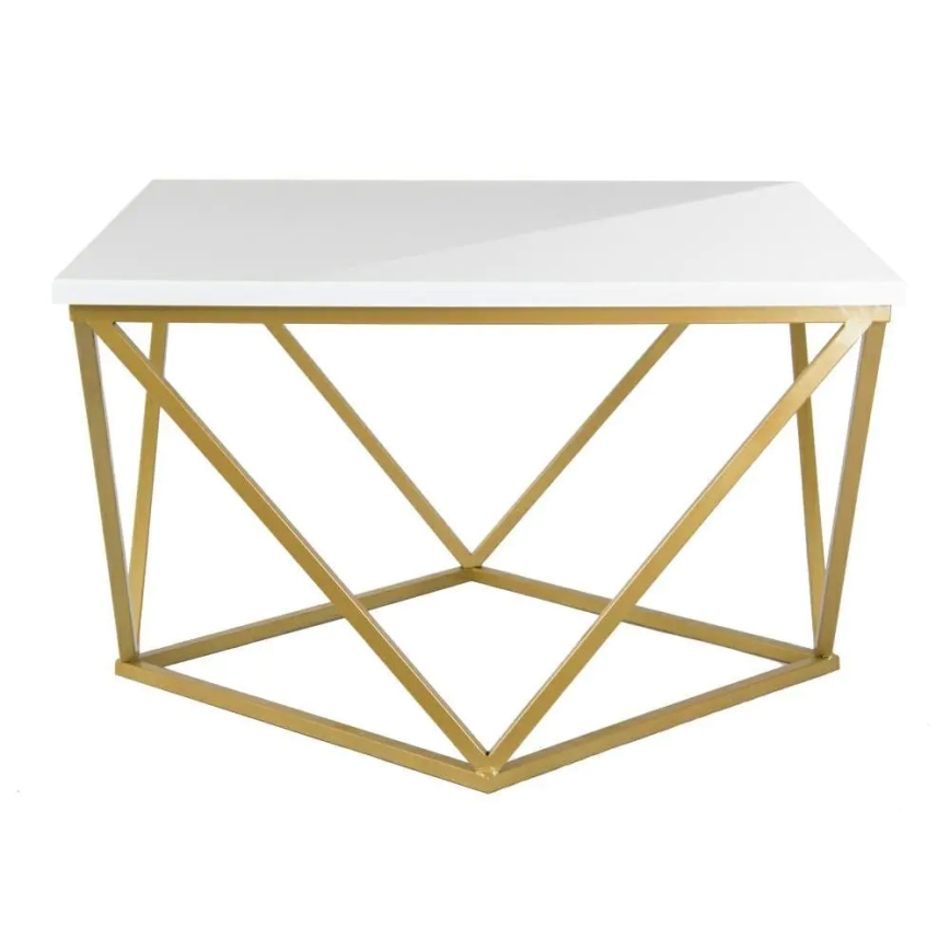 Salontafel CURVED 62x62 cm goud/wit
