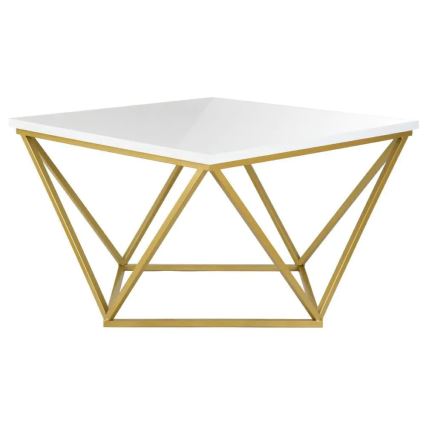 Salontafel CURVED 62x62 cm goud/wit