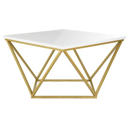 Salontafel CURVED 62x62 cm goud/wit