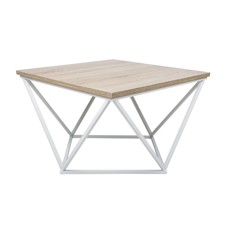 Salontafel CURVED 62x62 cm wit/bruin