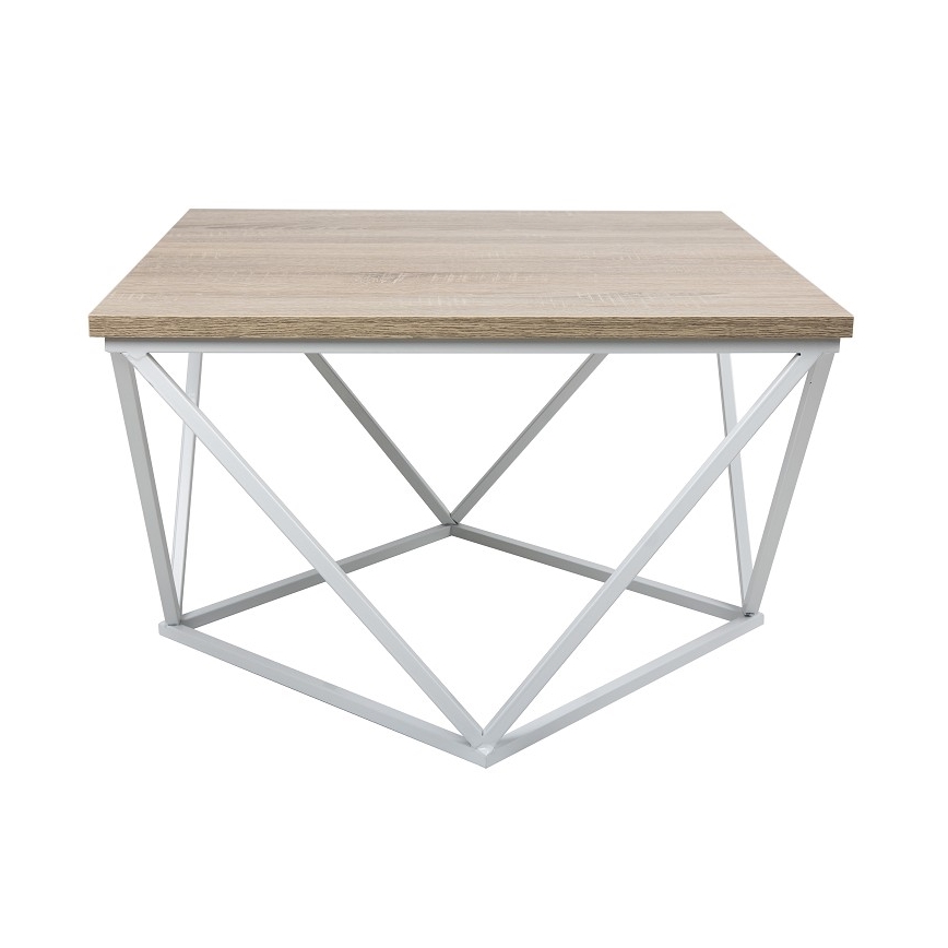 Salontafel CURVED 62x62 cm wit/bruin