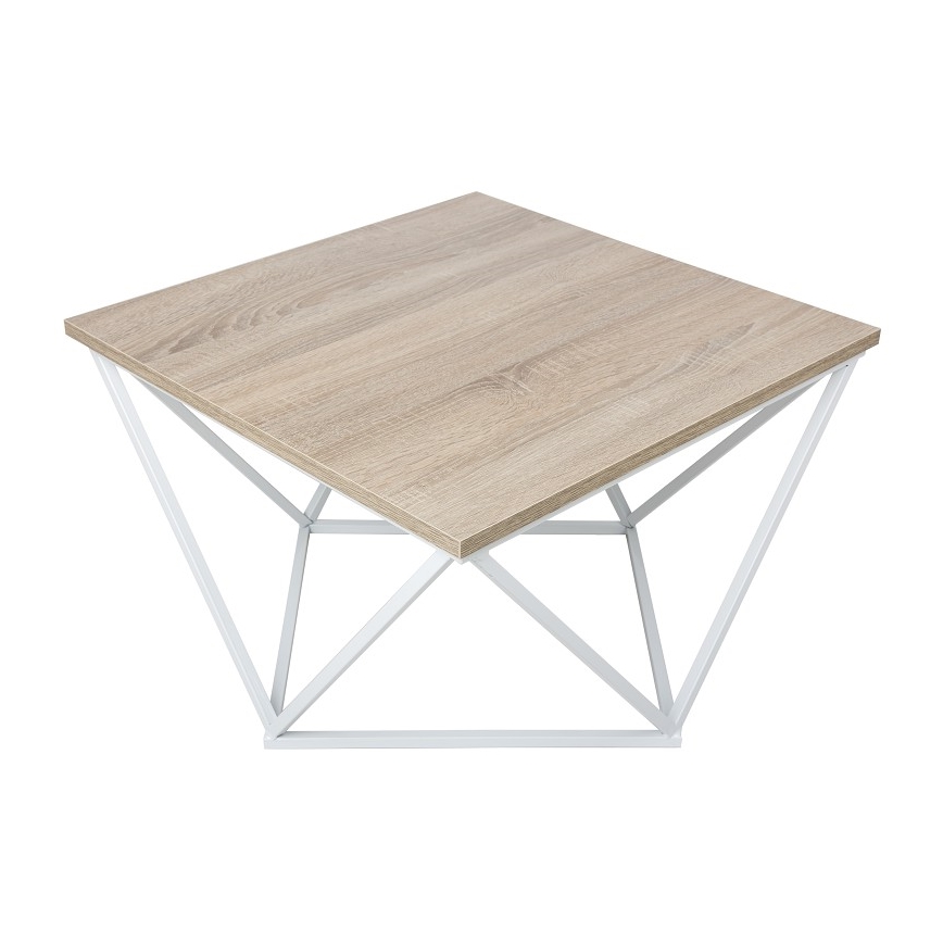 Salontafel CURVED 62x62 cm wit/bruin