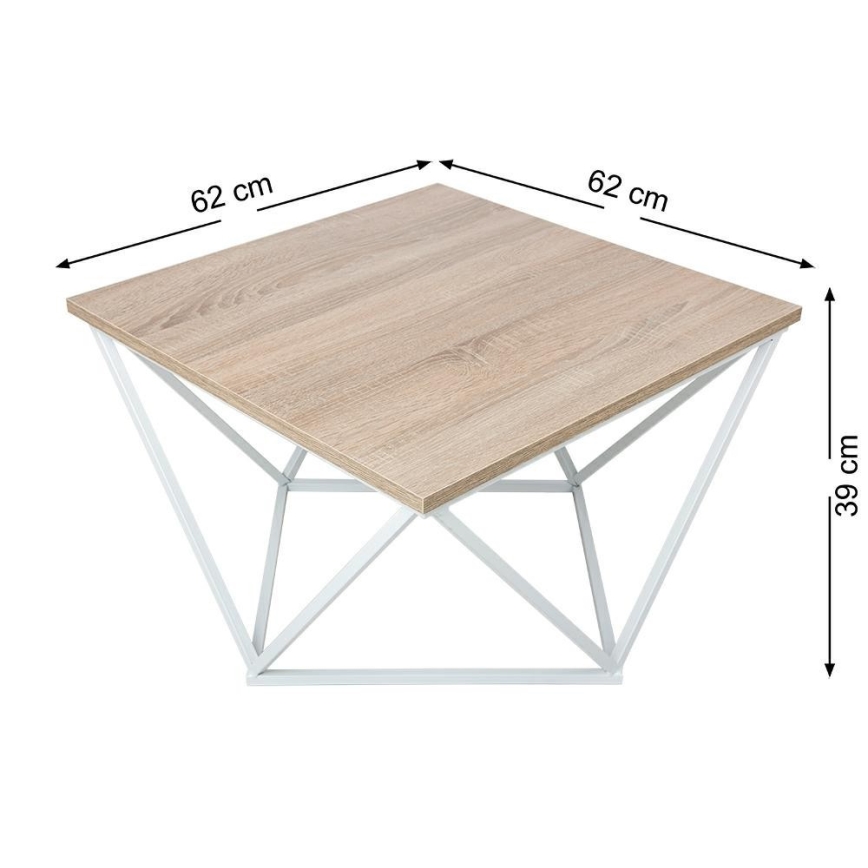 Salontafel CURVED 62x62 cm wit/bruin