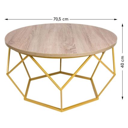 Salontafel DIAMOND 40x70 cm goud/bruin