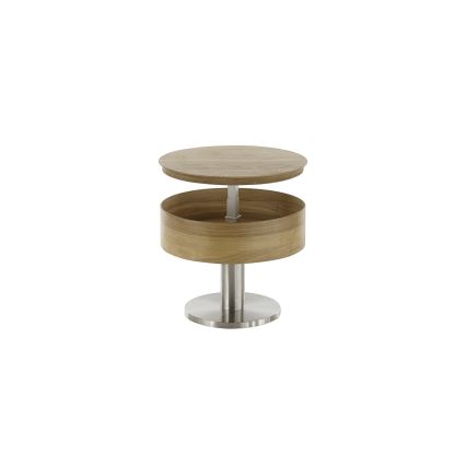 Salontafel ELEMENT met liftfunctie, Ø 60 cm, eiken/zilver