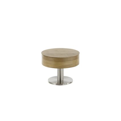 Salontafel ELEMENT met liftfunctie, Ø 60 cm, eiken/zilver