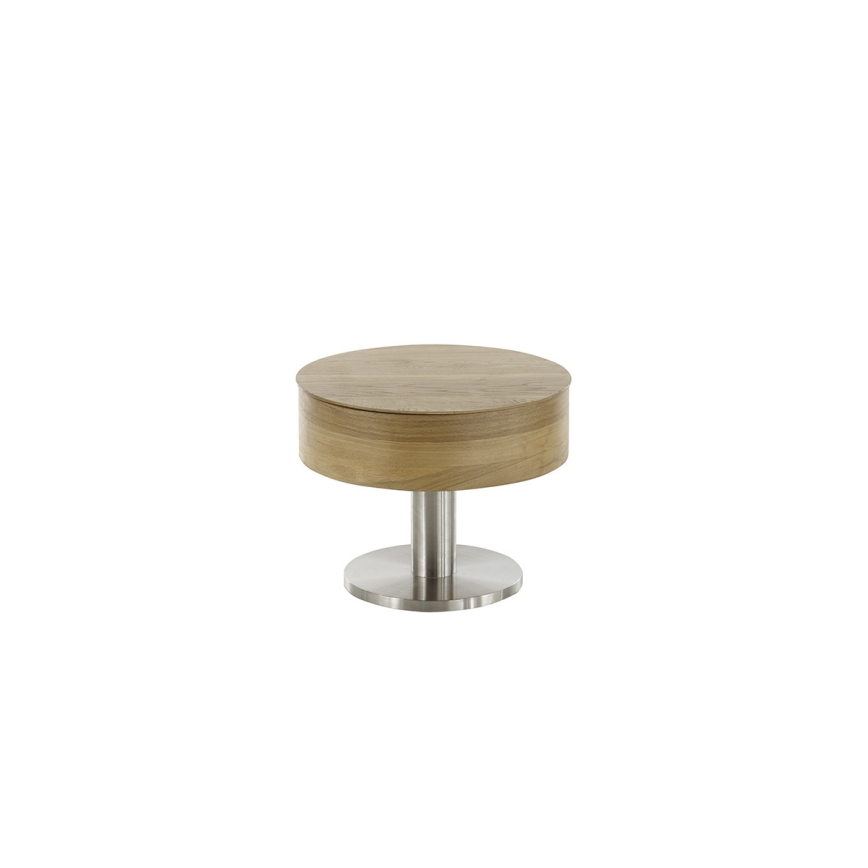 Salontafel ELEMENT met liftfunctie, Ø 60 cm, eiken/zilver