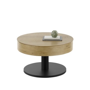 Salontafel ELEMENT met opklapbaar blad Ø 75 cm eiken/zwart