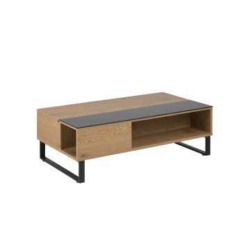 Salontafel ENZO 110x60 cm met liftblad, zwart/eiken