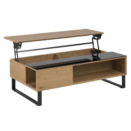 Salontafel ENZO 110x60 cm met liftblad, zwart/eiken