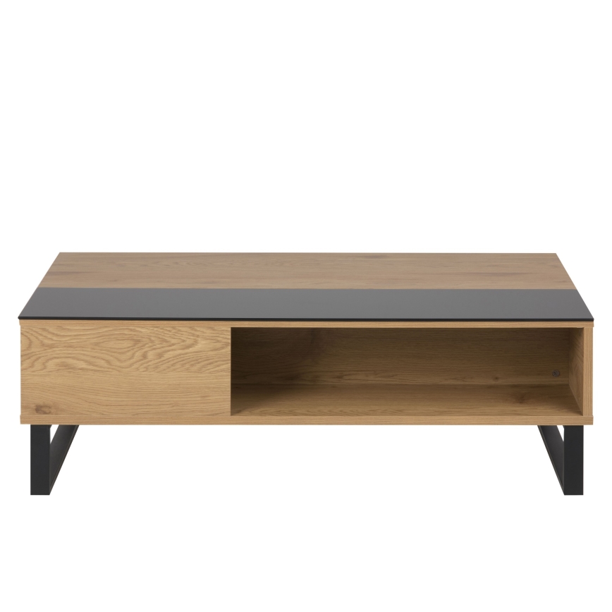 Salontafel ENZO 110x60 cm met liftblad, zwart/eiken