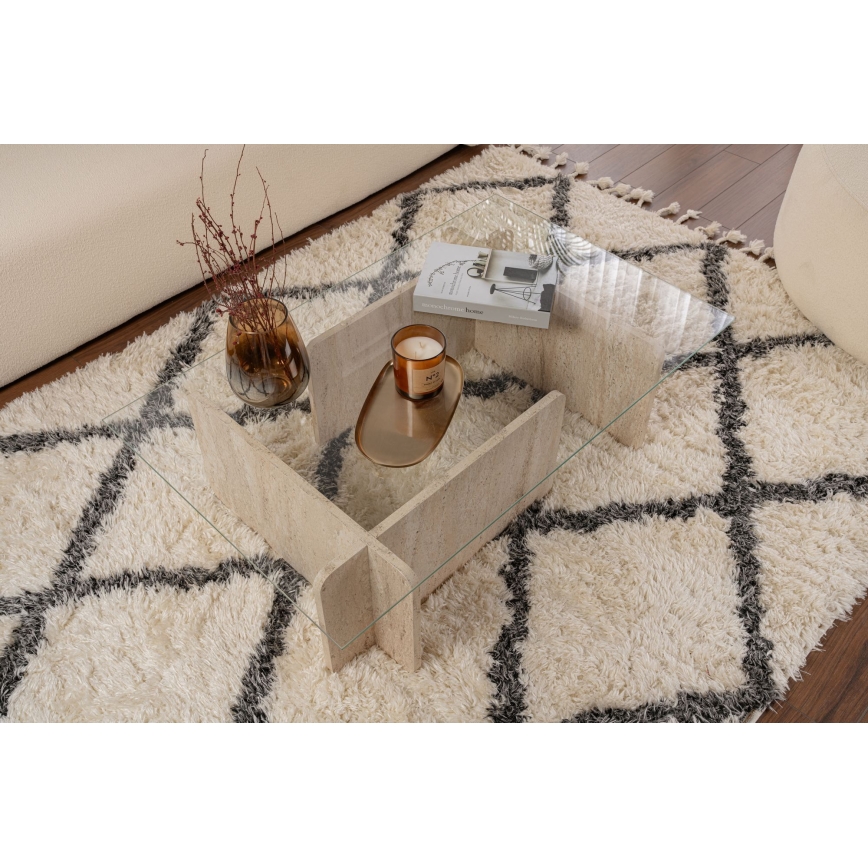 Salontafel ESCAPE 105x65 cm beige/helder