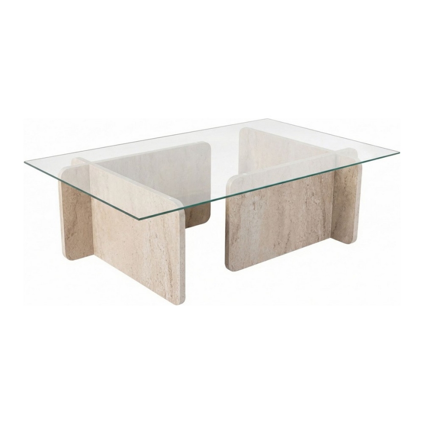 Salontafel ESCAPE 105x65 cm travertijn/helder glas