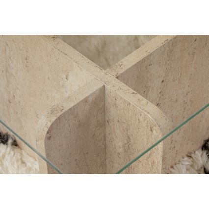 Salontafel ESCAPE 105x65 cm travertijn/helder glas