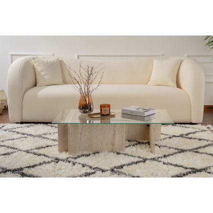 Salontafel ESCAPE 105x65 cm travertijn/helder glas
