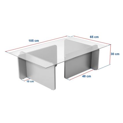 Salontafel ESCAPE 105x65 cm travertijn/helder glas