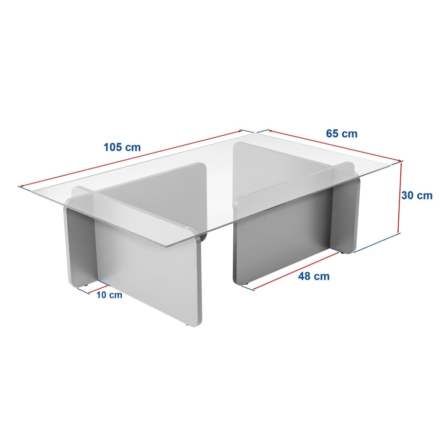 Salontafel ESCAPE 105x65 cm travertijn/helder glas