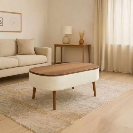 Salontafel FELPO 60x90 cm wit/notenhout