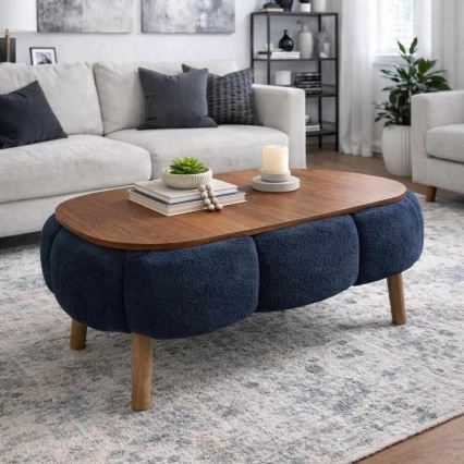 Salontafel FELPO 68x98 cm blauw/walnoot