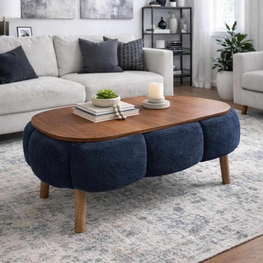 Salontafel FELPO 68x98 cm blauw/walnoot