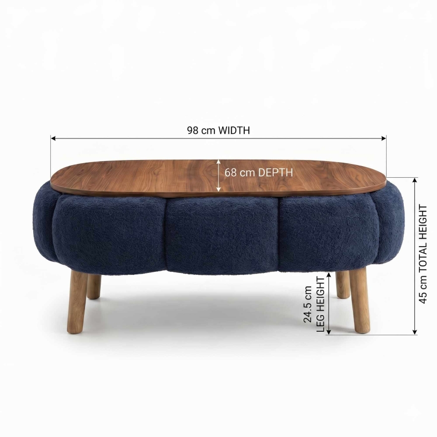 Salontafel FELPO 68x98 cm blauw/walnoot