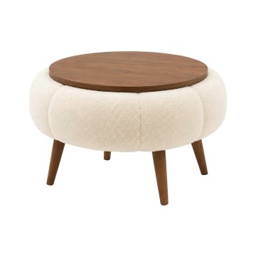 Salontafel FELPO Ø 45 cm beige/walnoot