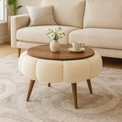 Salontafel FELPO Ø 45 cm beige/walnoot