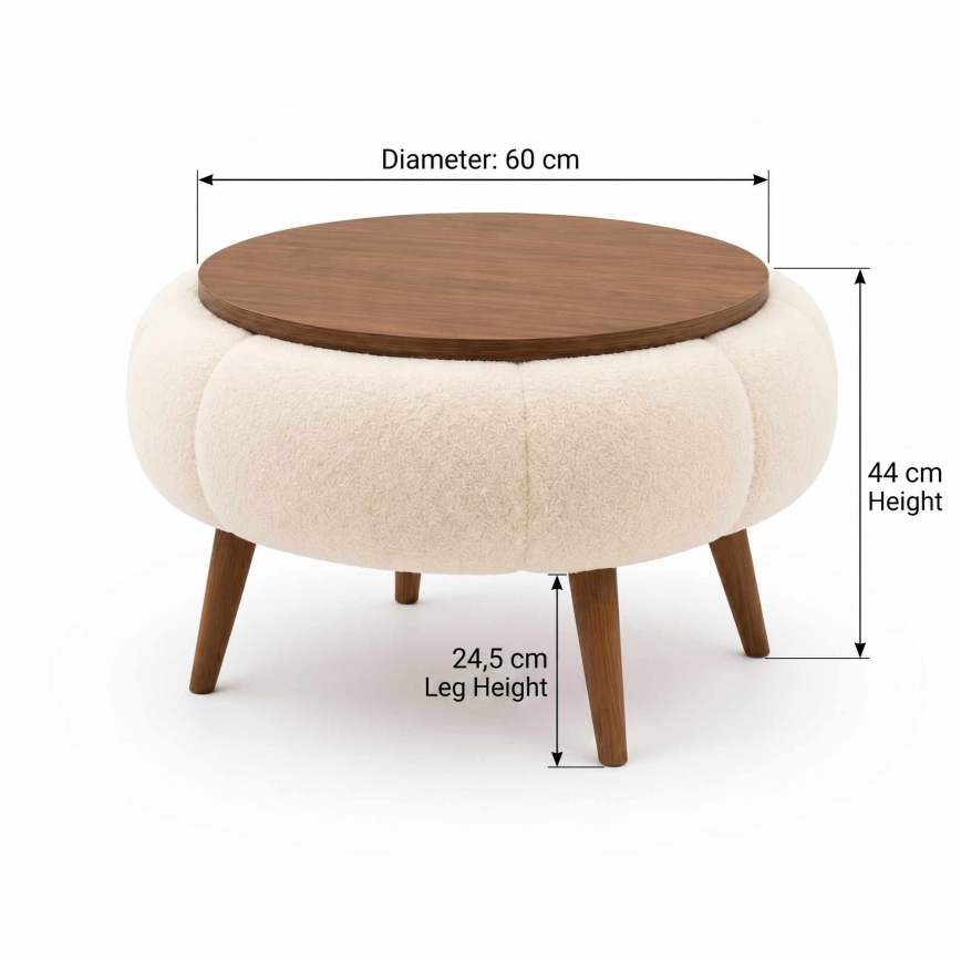 Salontafel FELPO Ø 45 cm beige/walnoot