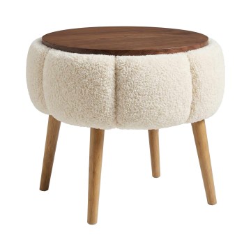 Salontafel FELPO Ø 45 cm crème/walnoot