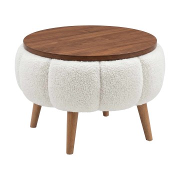 Salontafel FELPO Ø 45 cm wit/walnoot
