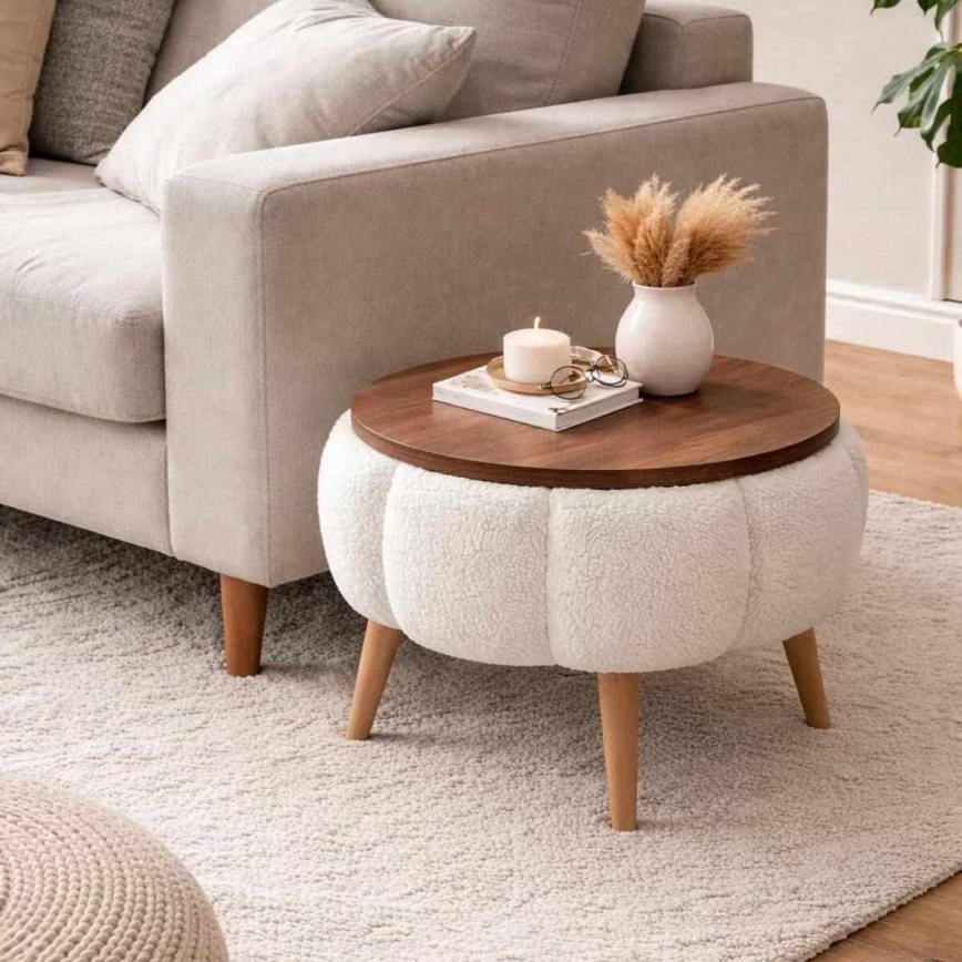 Salontafel FELPO Ø 45 cm wit/walnoot