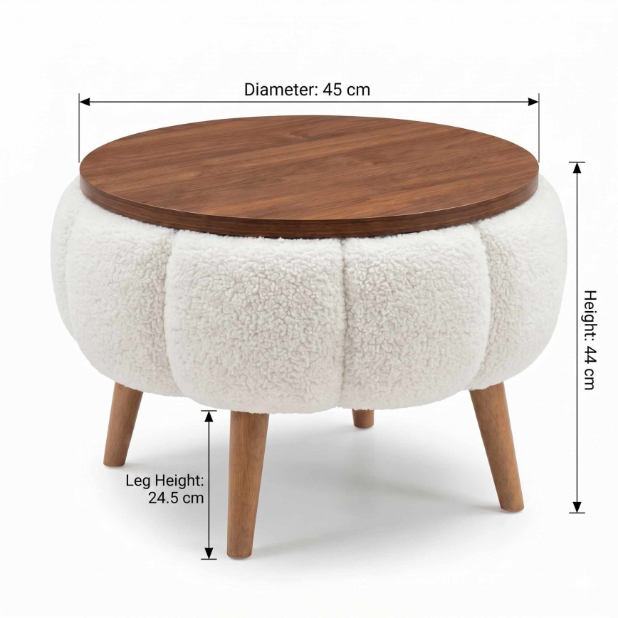 Salontafel FELPO Ø 45 cm wit/walnoot