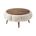 Salontafel FELPO Ø 60 cm crème/walnoot