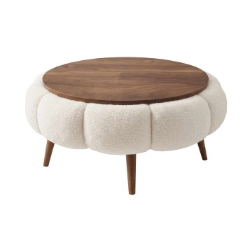 Salontafel FELPO Ø 60 cm crème/walnoot