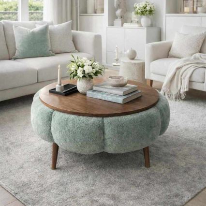 Salontafel FELPO Ø 60 cm groen/walnoot