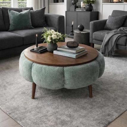 Salontafel FELPO Ø 60 cm groen/walnoot