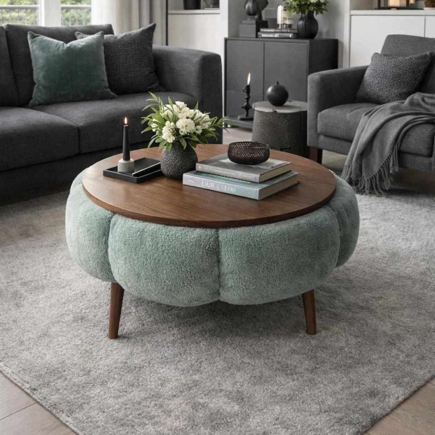Salontafel FELPO Ø 60 cm groen/walnoot