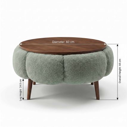 Salontafel FELPO Ø 60 cm groen/walnoot