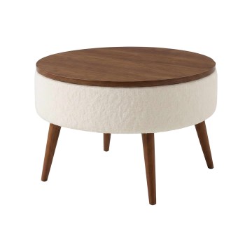 Salontafel FELPO Ø 60 cm wit/walnoot