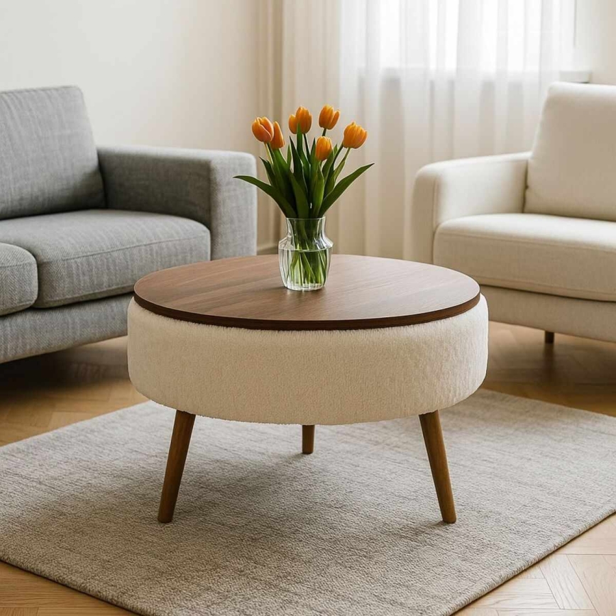 Salontafel FELPO Ø 60 cm wit/walnoot