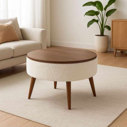 Salontafel FELPO Ø 60 cm wit/walnoot