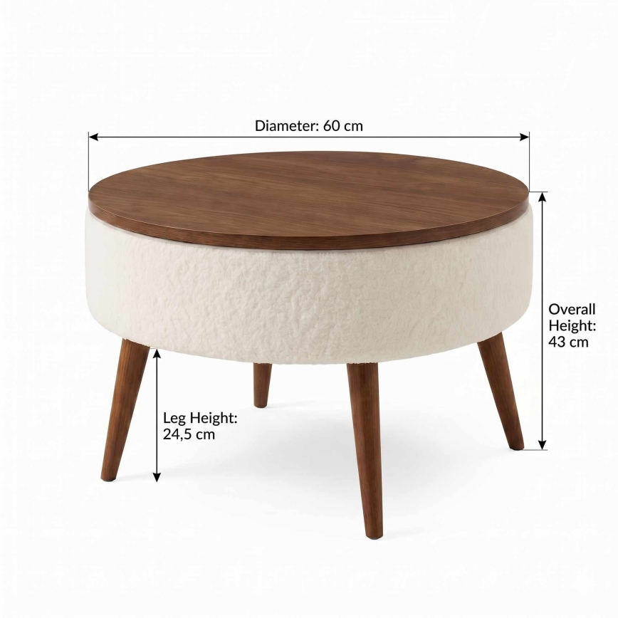Salontafel FELPO Ø 60 cm wit/walnoot