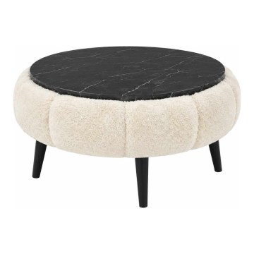 Salontafel FELPO Ø 60 cm zwart/crème/marmerdecor