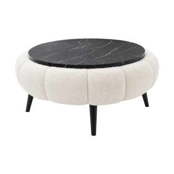Salontafel FELPO Ø 60 cm zwart/wit/marmerdecor
