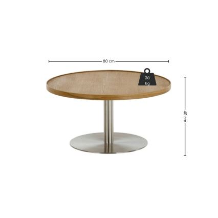 Salontafel FOCUS Ø 80 cm eiken/roestvrij staal