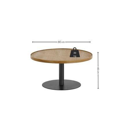 Salontafel FOCUS, Ø 80 cm, eiken/zwart