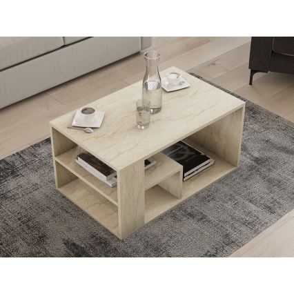 Salontafel JELIO, beige marmerdecor
